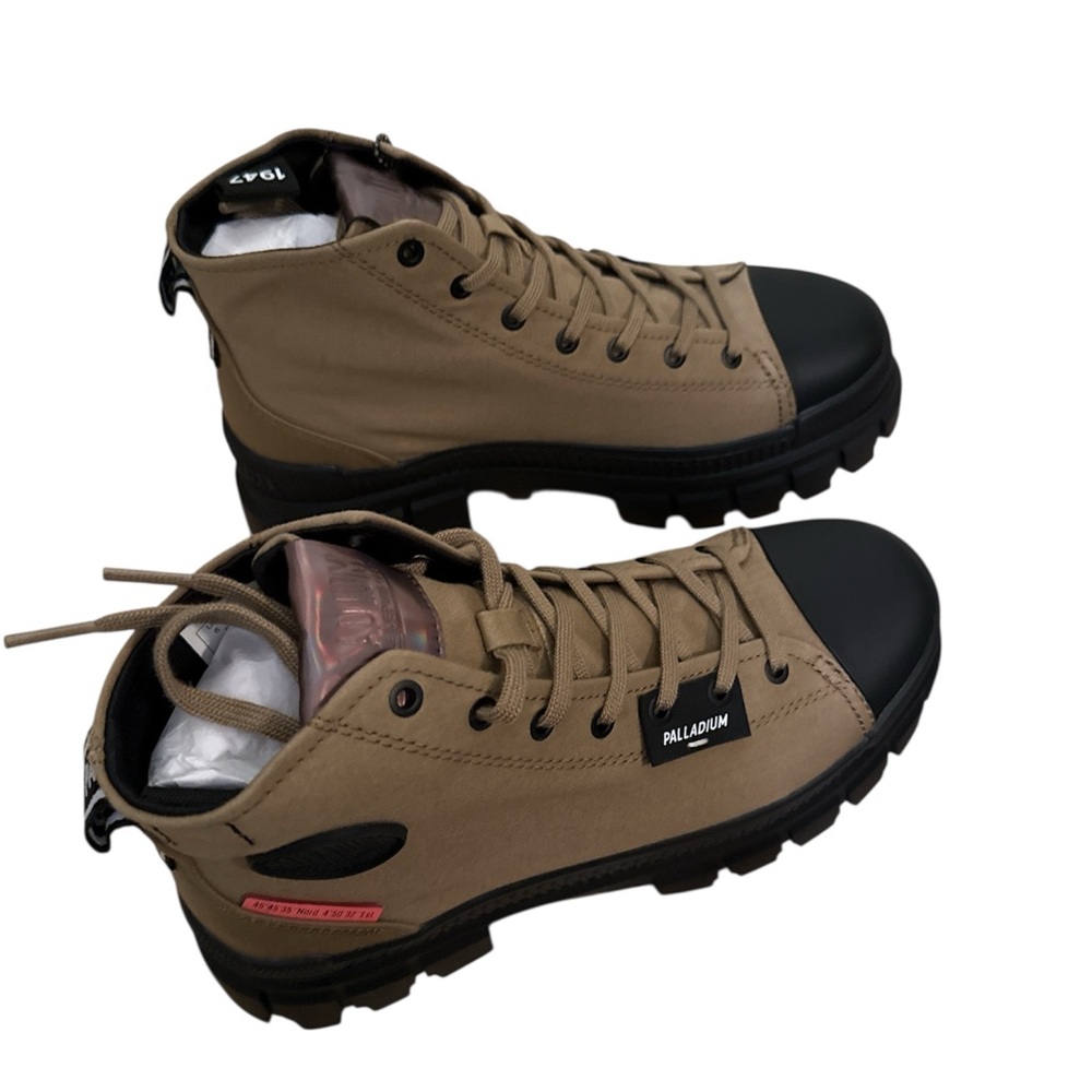 Palladium Tan and Black Lace-Up Women's Boots